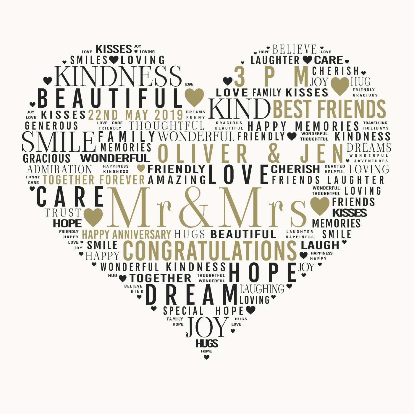 At the Heart: genuine Word Art creator example in Gallery White & Pewter.