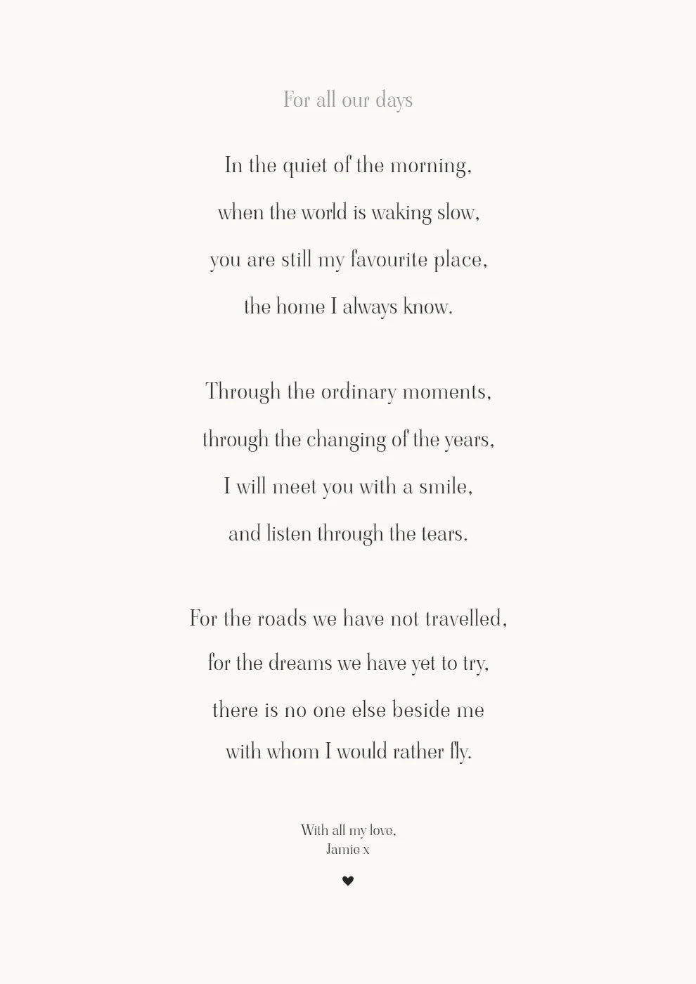 The Poem: genuine Word Art creator example in Gallery White & Pewter.