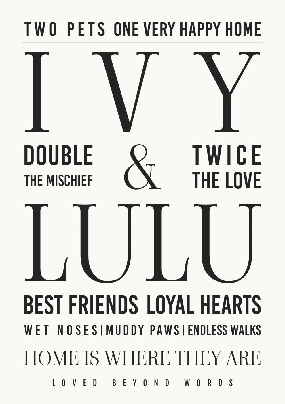 Two of a Kind: genuine Word Art creator example in Gallery White & Pewter.