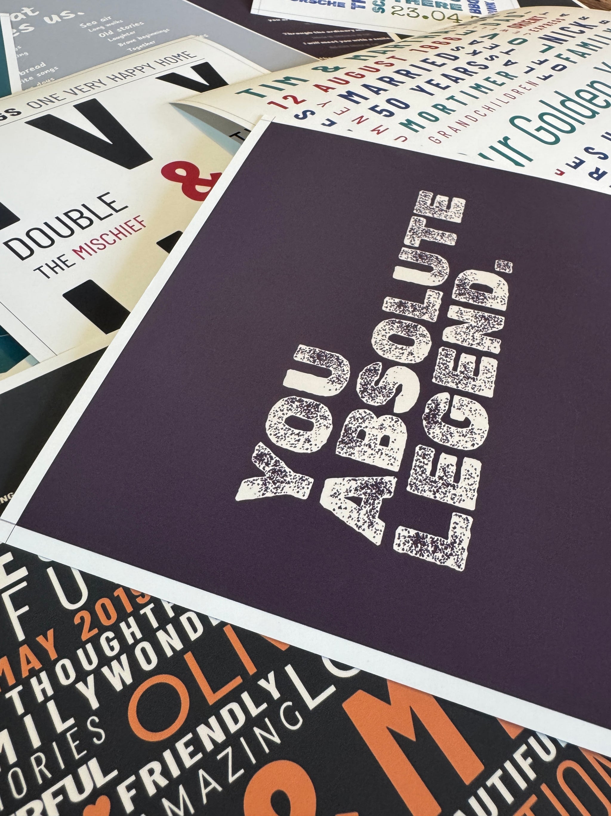You Absolute Legend typography print among genuine personalised Word Art prints