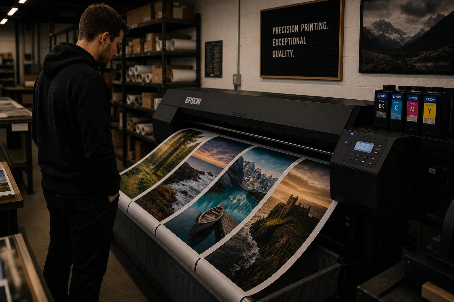 Photographs being checked and printed in the Yorkshire workshop