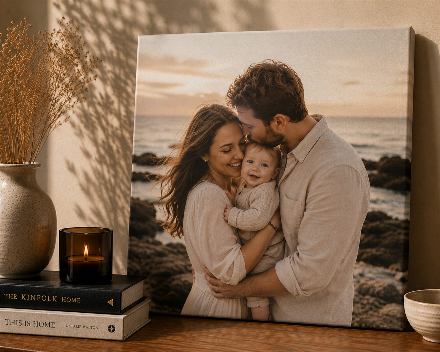 Family portrait printed on canvas