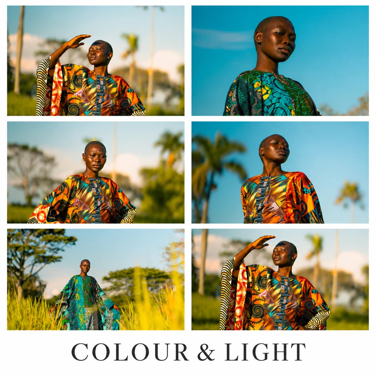 AI edit of the six-photo collage with Colour and Light caption beneath the grid