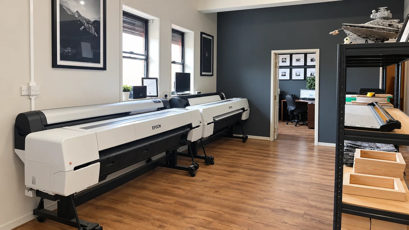 Epson large-format printers in the Your Image 2 Canvas office and printing workspace.