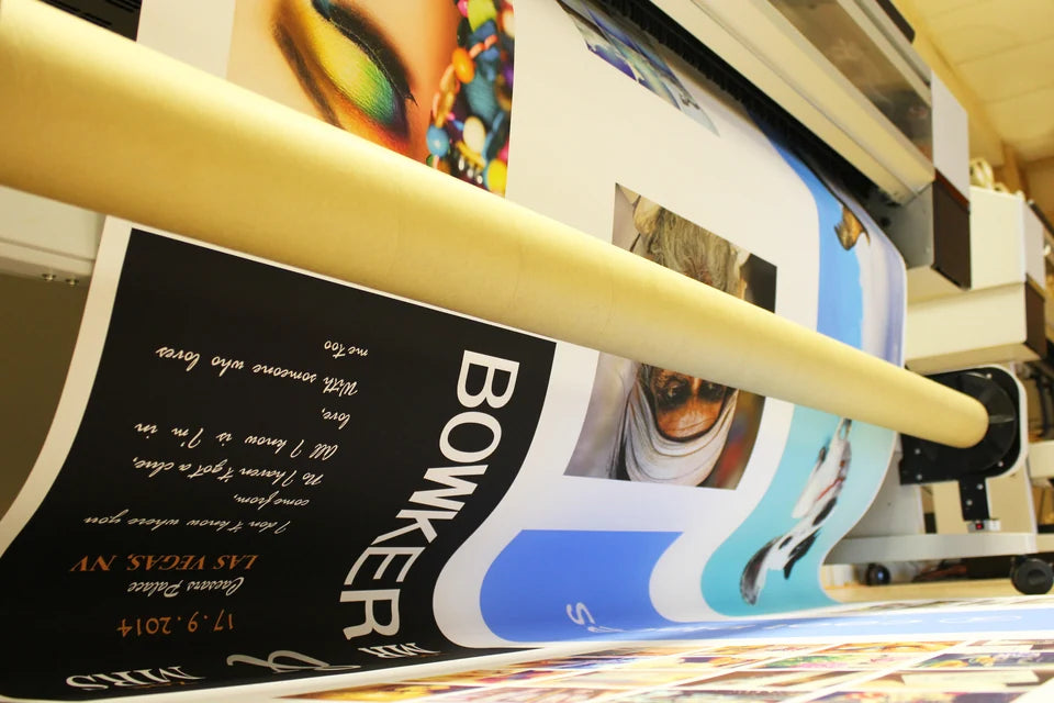 Close view of colourful artwork coming off our Epson printer