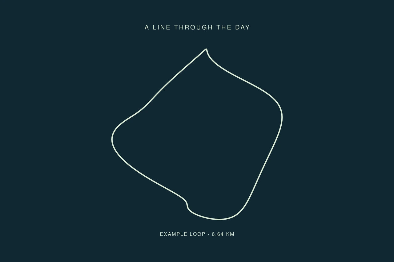 A bright line after dark using the same fictional GPX loop, with its ordered points preserved.