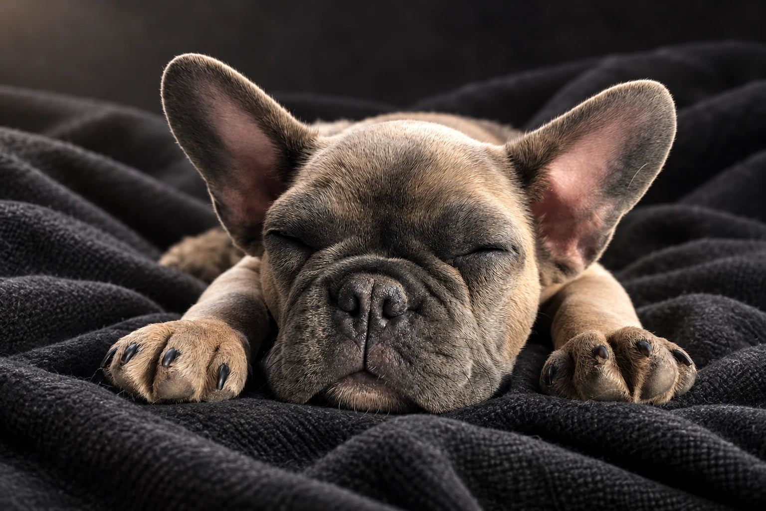 AI-created sleeping dog supported by charcoal fabric