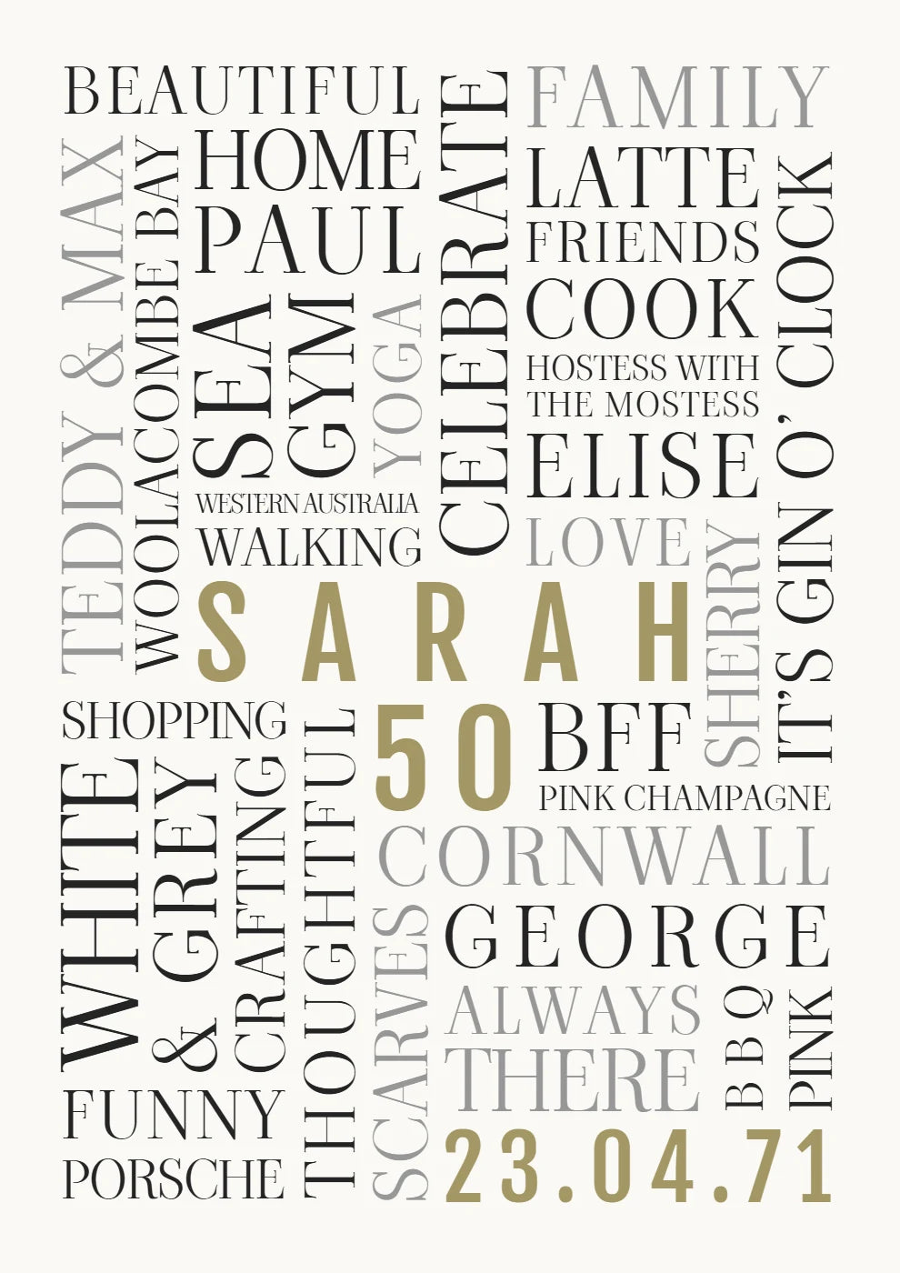 In Your Words: genuine Word Art creator example in Gallery White & Pewter.