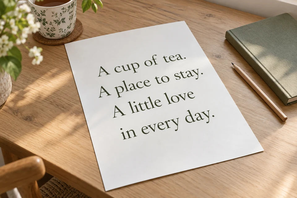 A four-line poem on an unframed paper print with generous margins and clear line breaks.