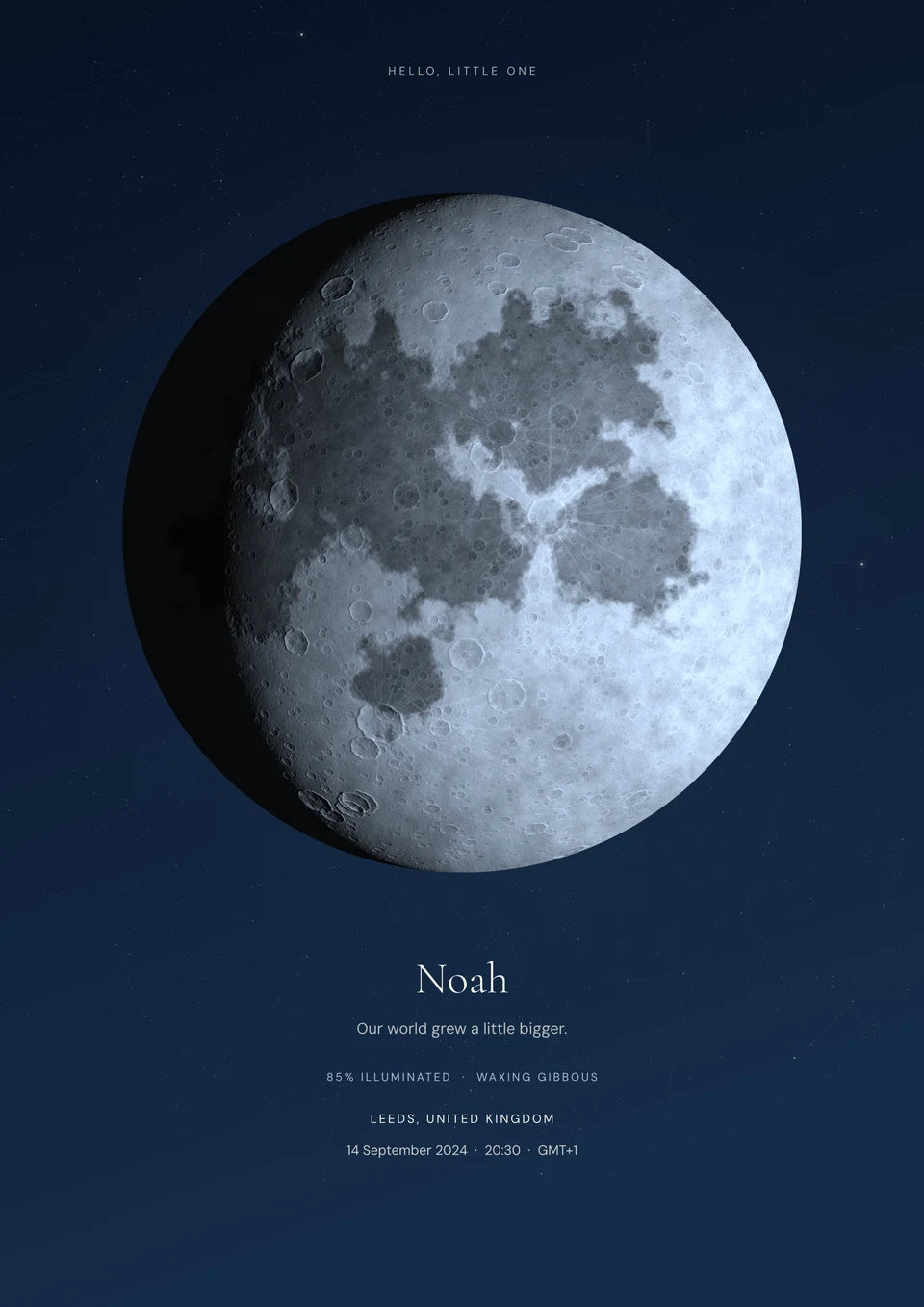 The Moon That Night made in the YI2C app with fictional Noah wording.
