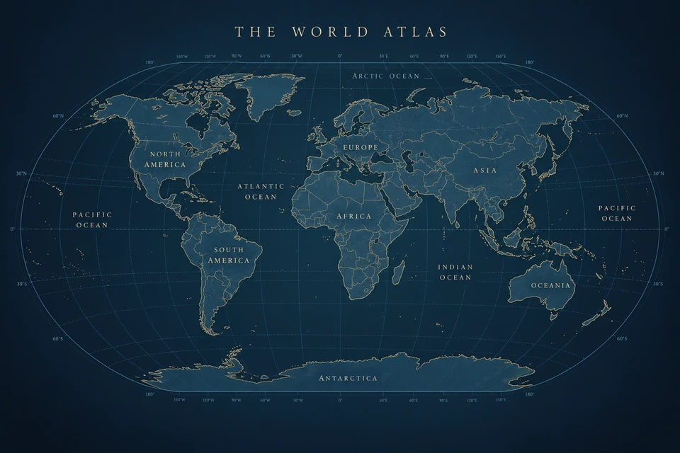 Midnight Navy World Atlas