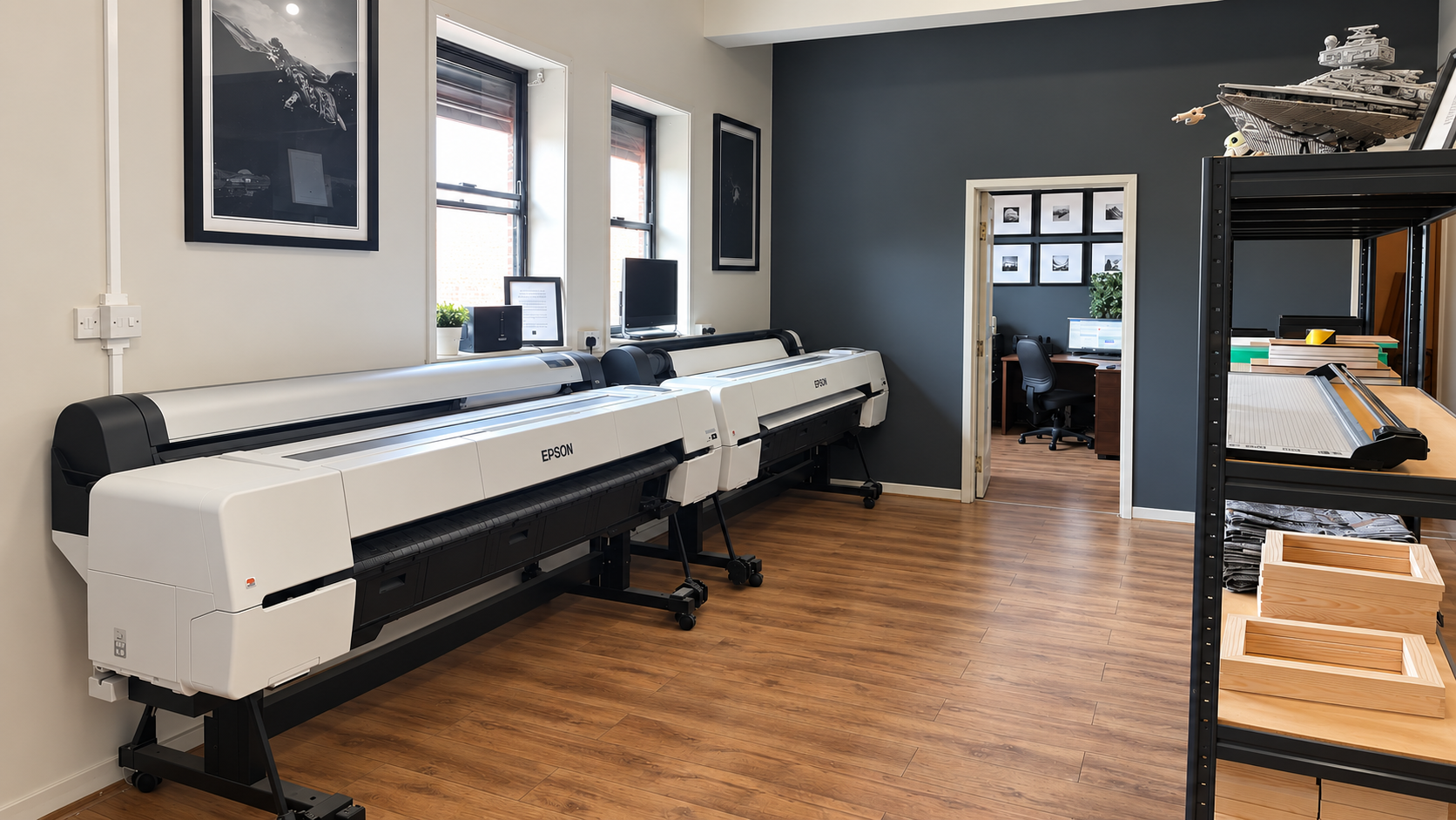 Two Epson large-format printers inside the real Your Image 2 Canvas workshop in West Yorkshire