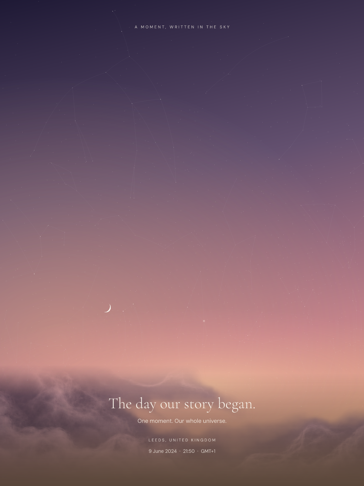 The Sky, Remembered — genuine personalised artwork export