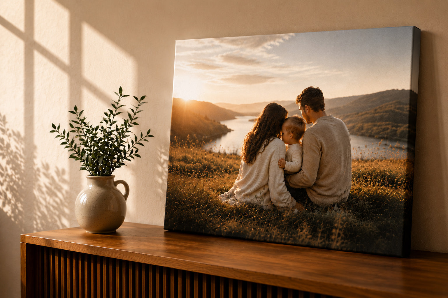 Premium personalised canvas print in a contemporary interior