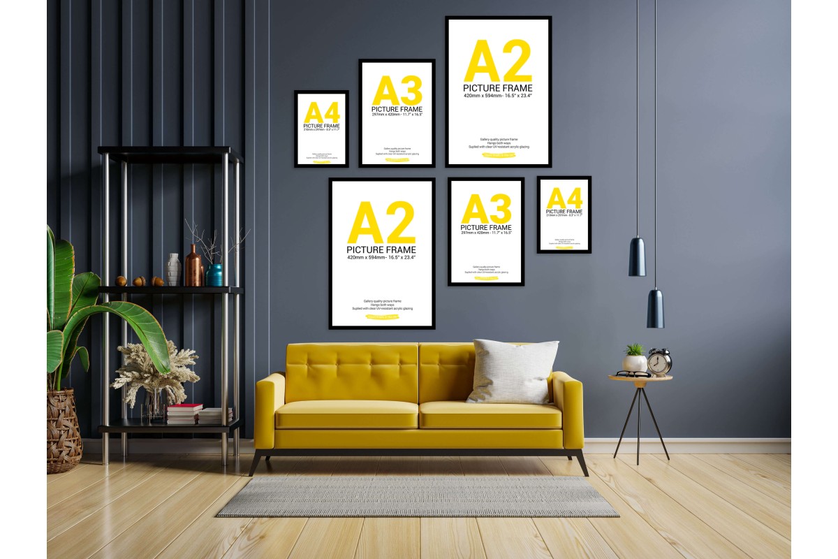 Black Frame Gallery Wall, Set of Six Multi Sizes Black Frame Gallery Wall, Set of Six Multi Sizes