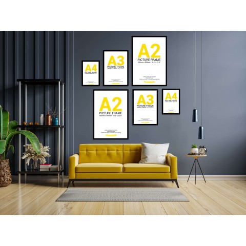 Black Frame Gallery Wall, Set of Six Multi Sizes