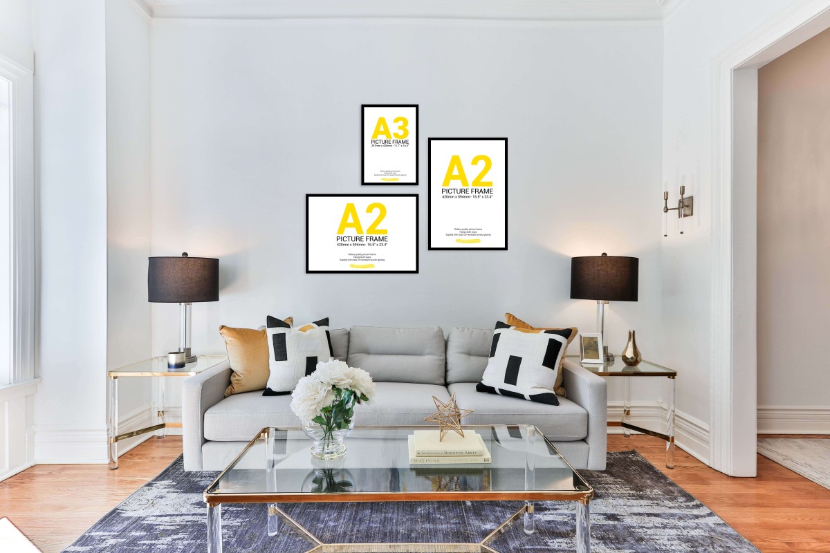 Black Frame Gallery Wall, Set of Three with A2 and A3 Black Frame Gallery Wall, Set of Three with A2 and A3