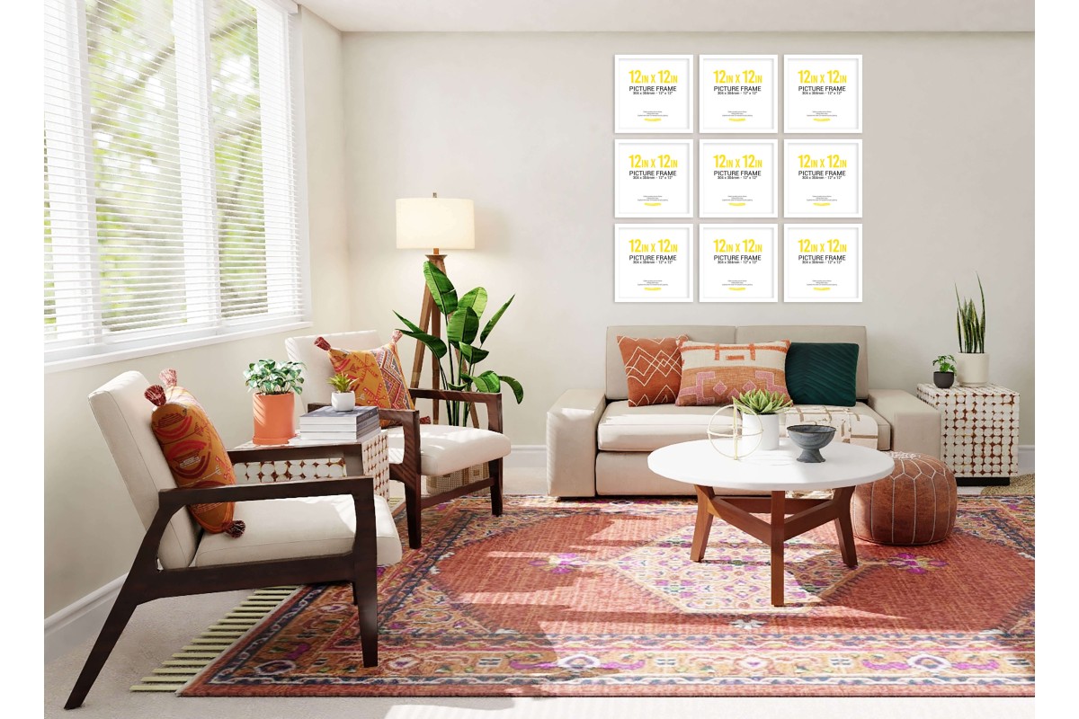 White Frame Gallery Wall, Set of Nine 12inch x 12 inch White Frame Gallery Wall, Set of Nine 12inch x 12 inch