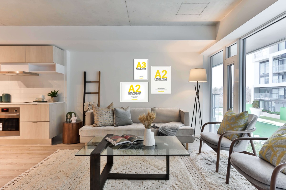 White Frame Gallery Wall, Set of Three with A2 and A3 White Frame Gallery Wall, Set of Three with A2 and A3