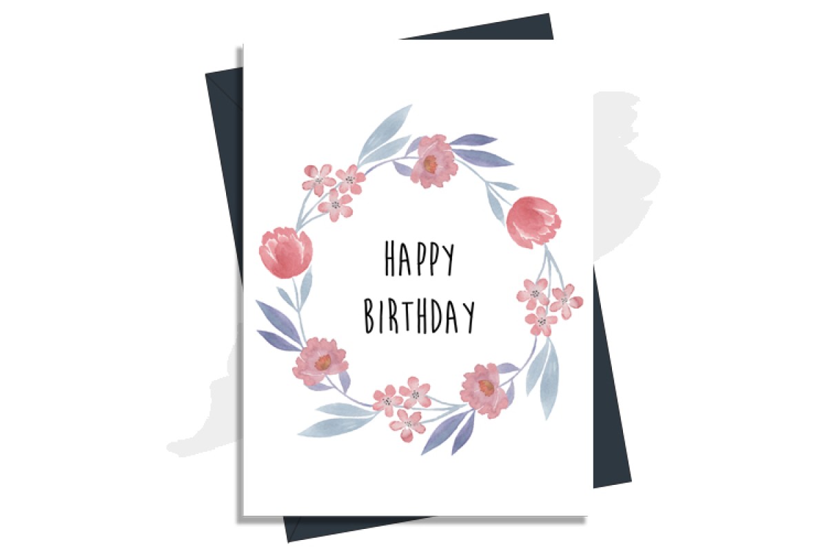 Floral Happy Birthday Greeting Card