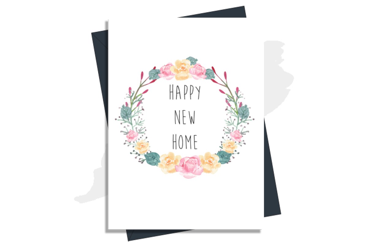 Happy New Home Card - Floral Wreath