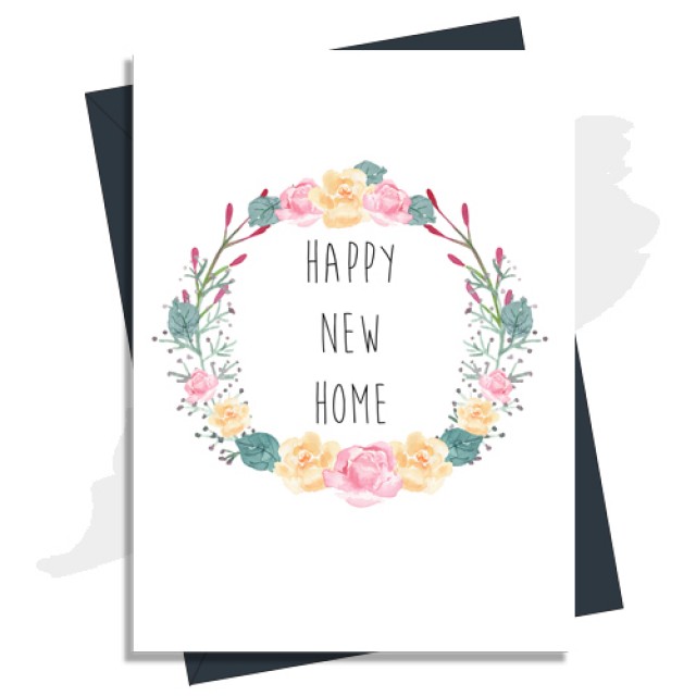 Happy New Home Card - Floral Wreath