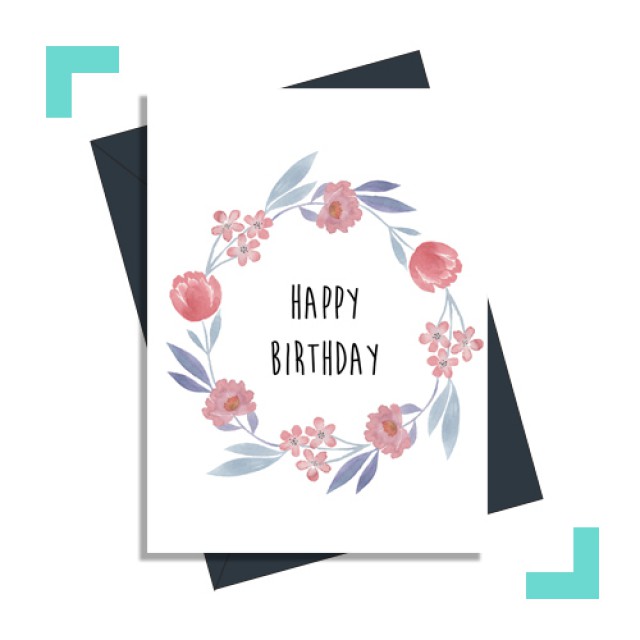 Happy Anniversary Card - Floral Wreath
