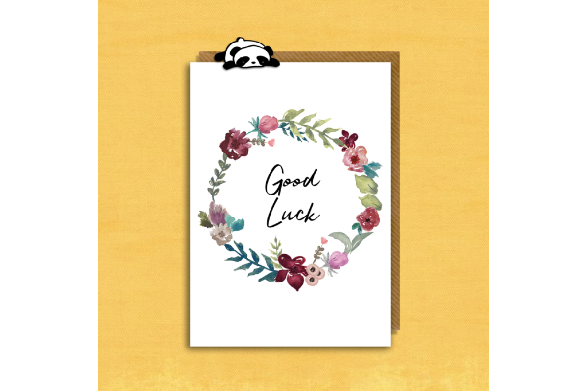 Good Luck Greeting Card Floral Wreath One Good Luck Greeting Card Floral Wreath One