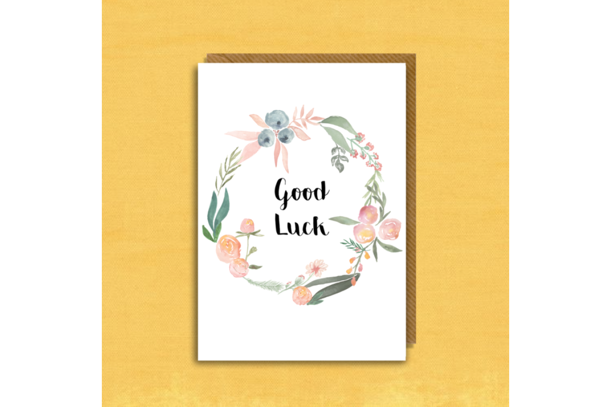 Good Luck Greeting Card | Floral Wreath Two Good Luck Greeting Card | Floral Wreath Two