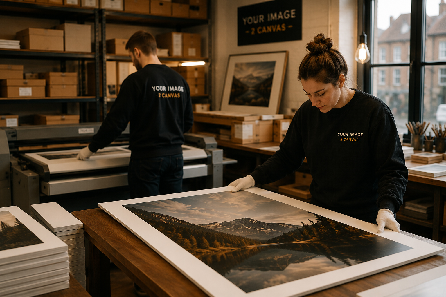 Real print studio checking artwork