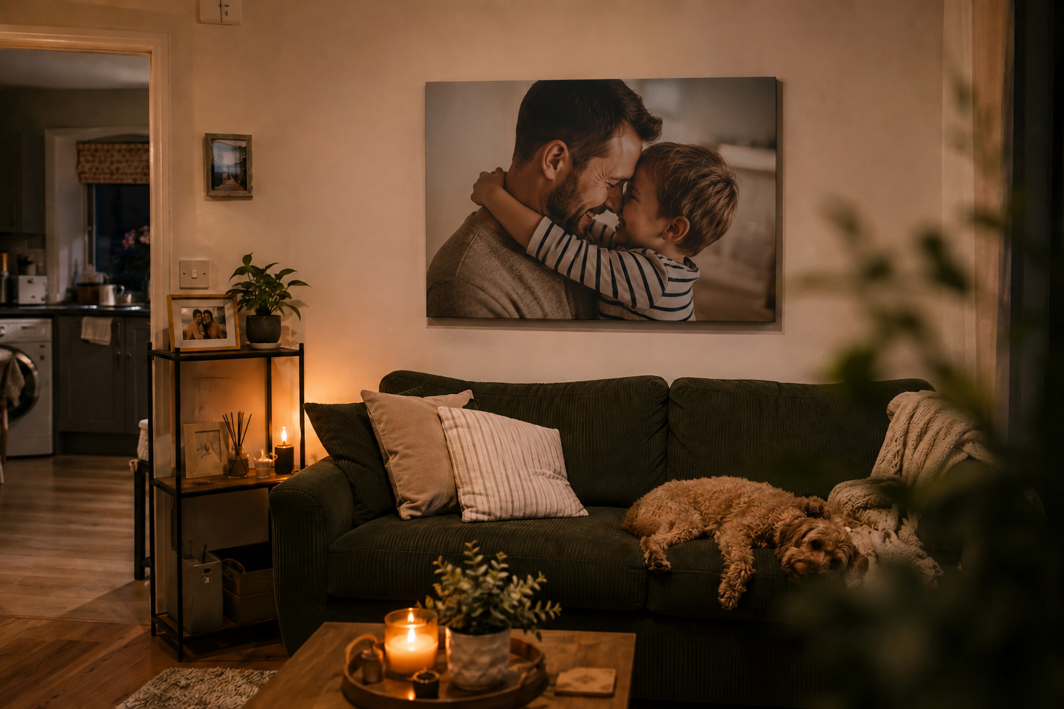 Finished canvas print displayed in a real family home