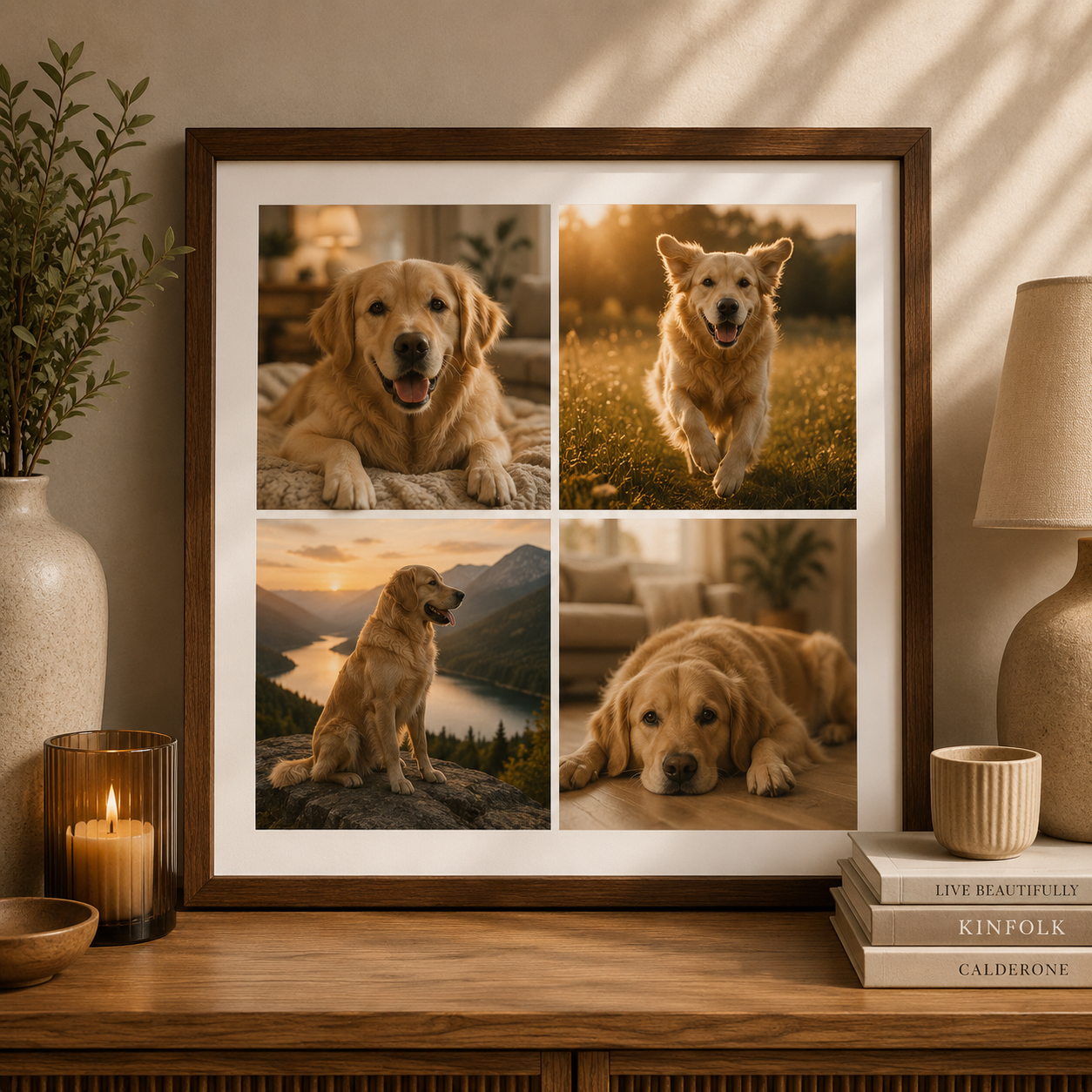 Four photo square collage print layout