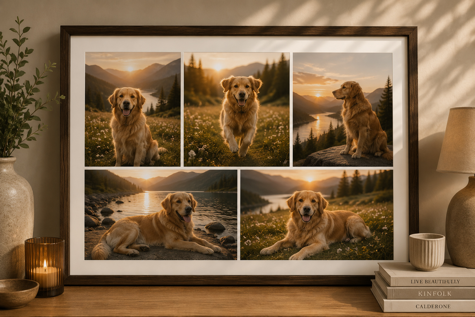 Five photo rectangle collage print layout