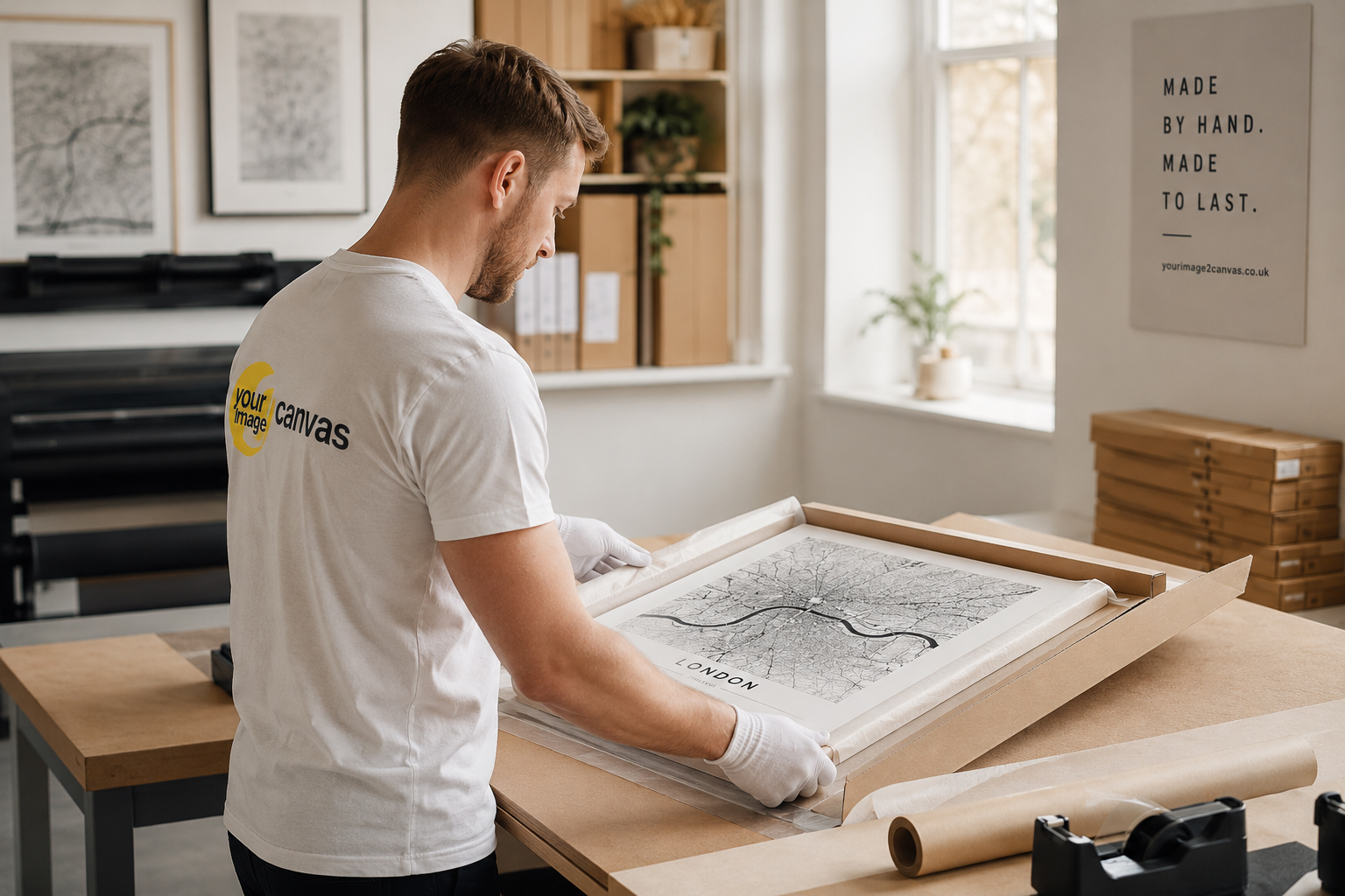 Handmade print being prepared in our workshop