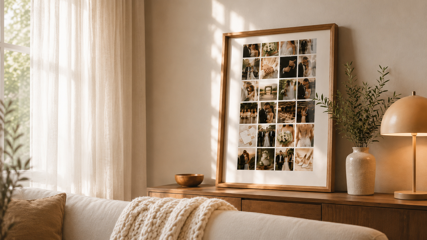 Personalised wall art in a warm home setting