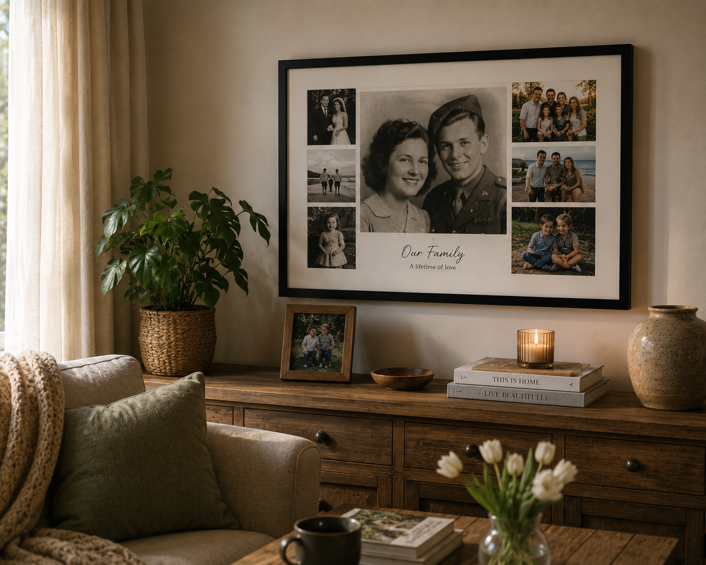 Photo collage print in a customer home