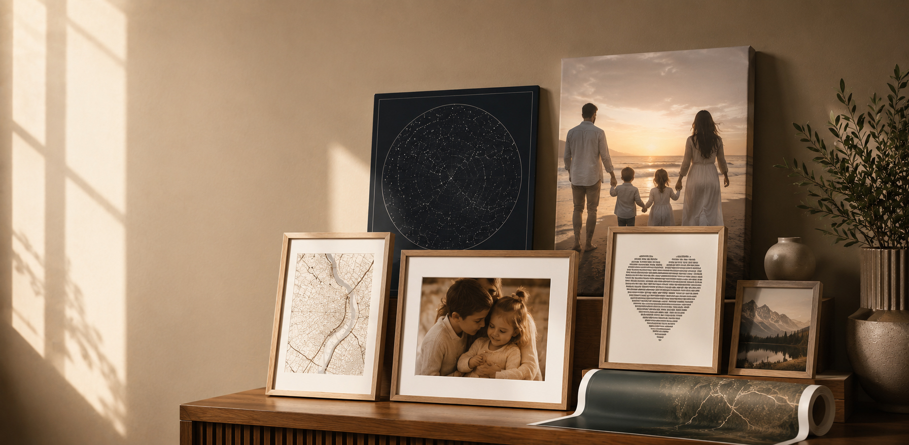 Personalised canvas prints, framed prints, posters, maps and photo gifts
