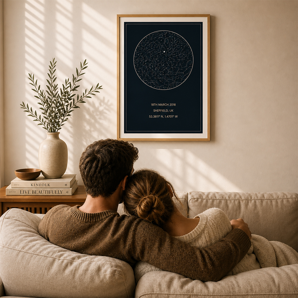 Couple viewing personalised star map