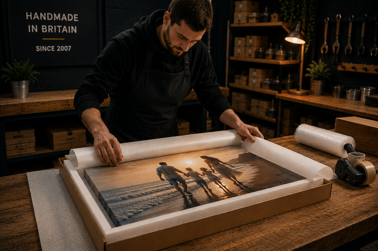 Carefully packaged personalised canvas print