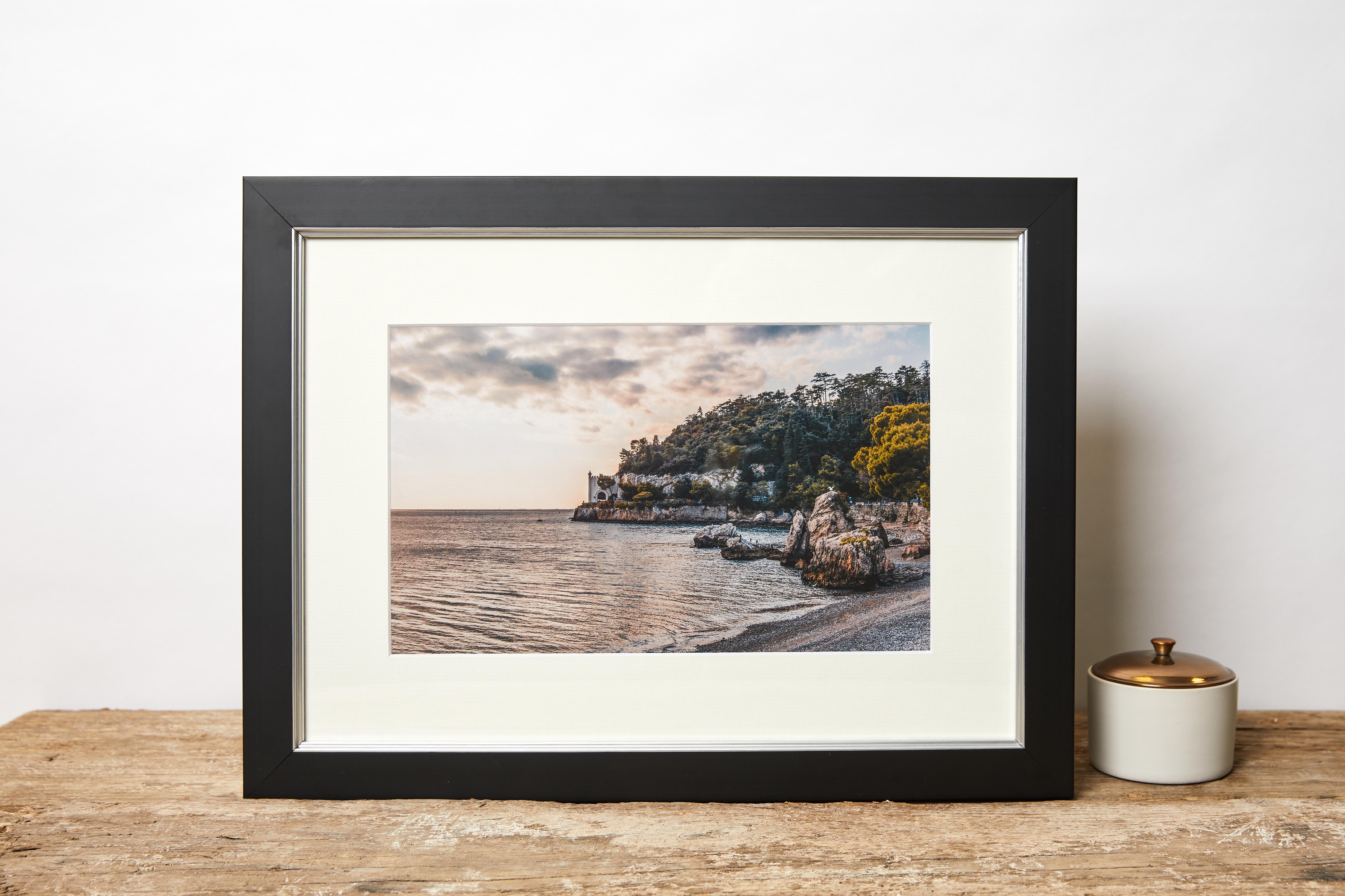 Guided imagery of calming beach displayed in a custom photo frame with free next day delivery