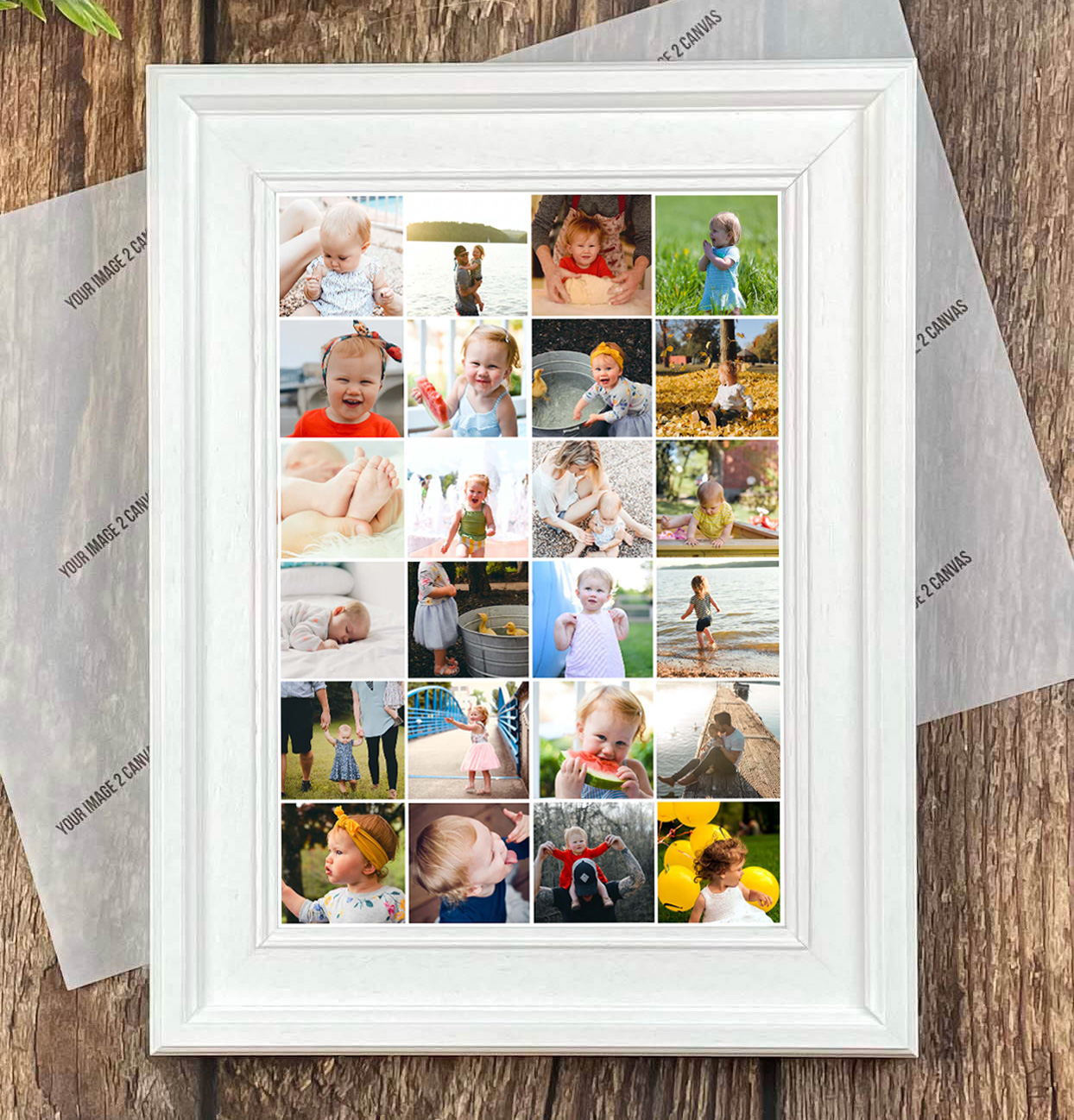 Personalised collage photo print including 24 of your own photos can be displayed portrait or landscape displayed in a quality white photo frame