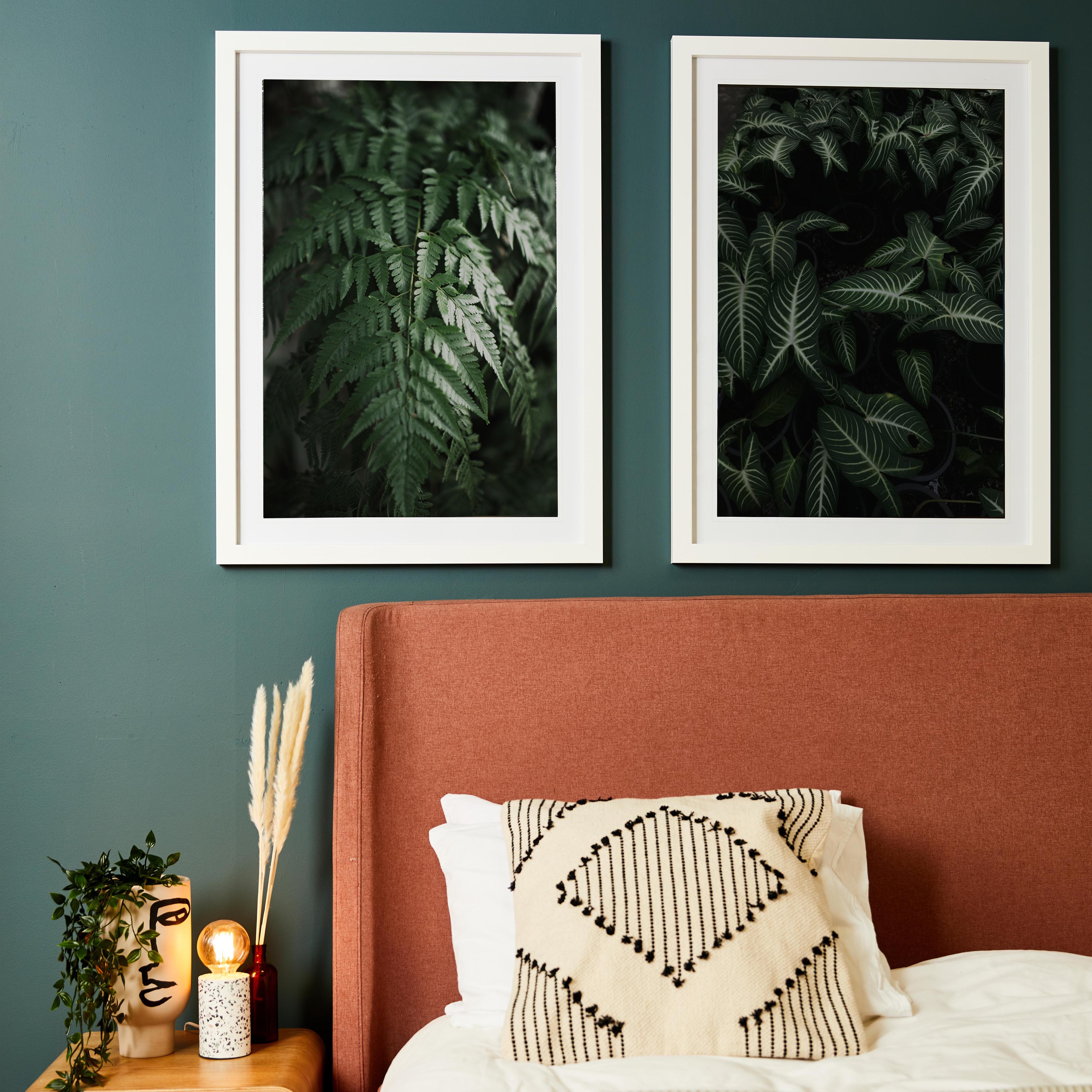 Two large personalised photo prints of calming fractals in leaves to help with anxiety 