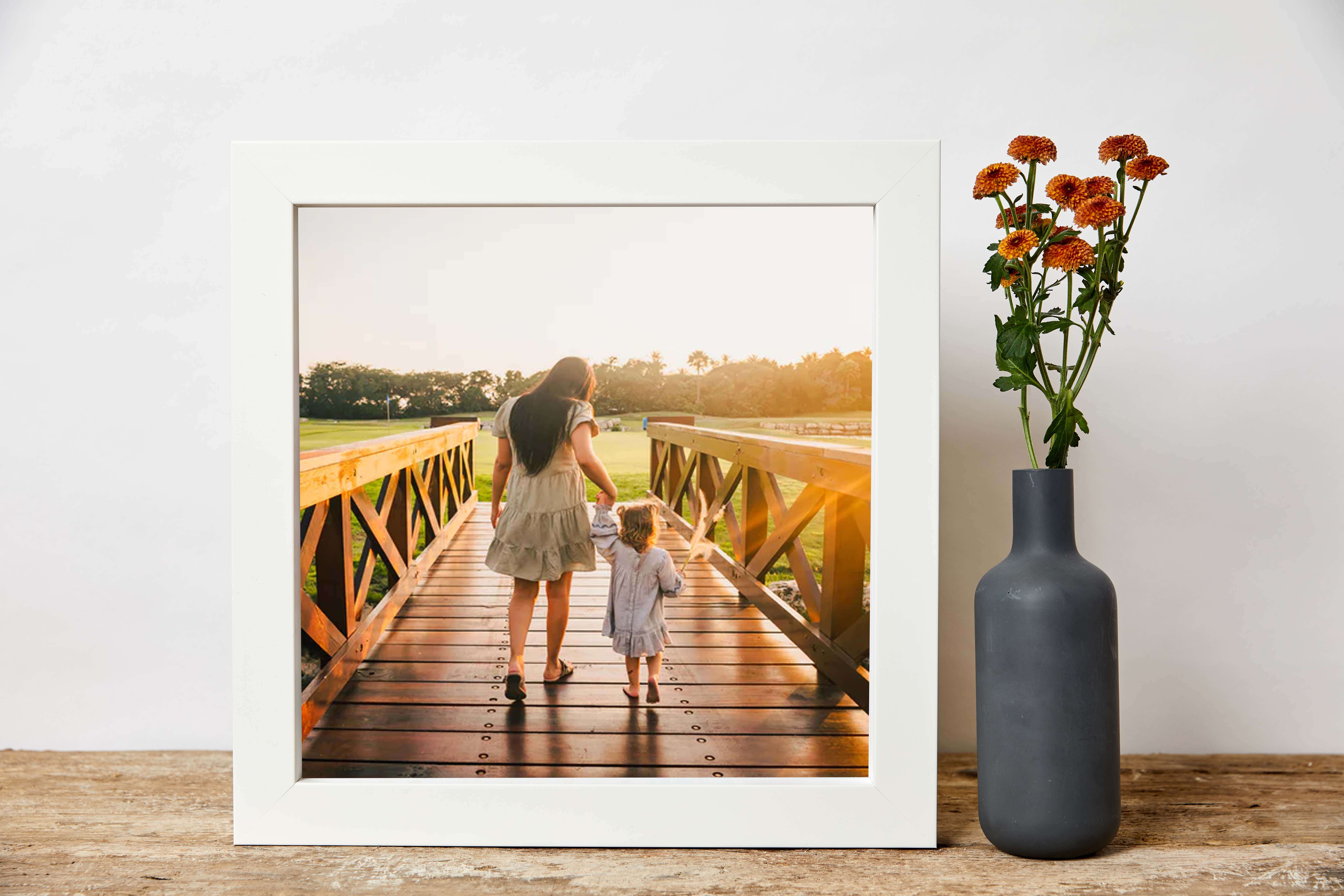 Cheap personalised white framed canvas print of mother and daughter with free next day delivery uk the perfect last minute mothers day gift