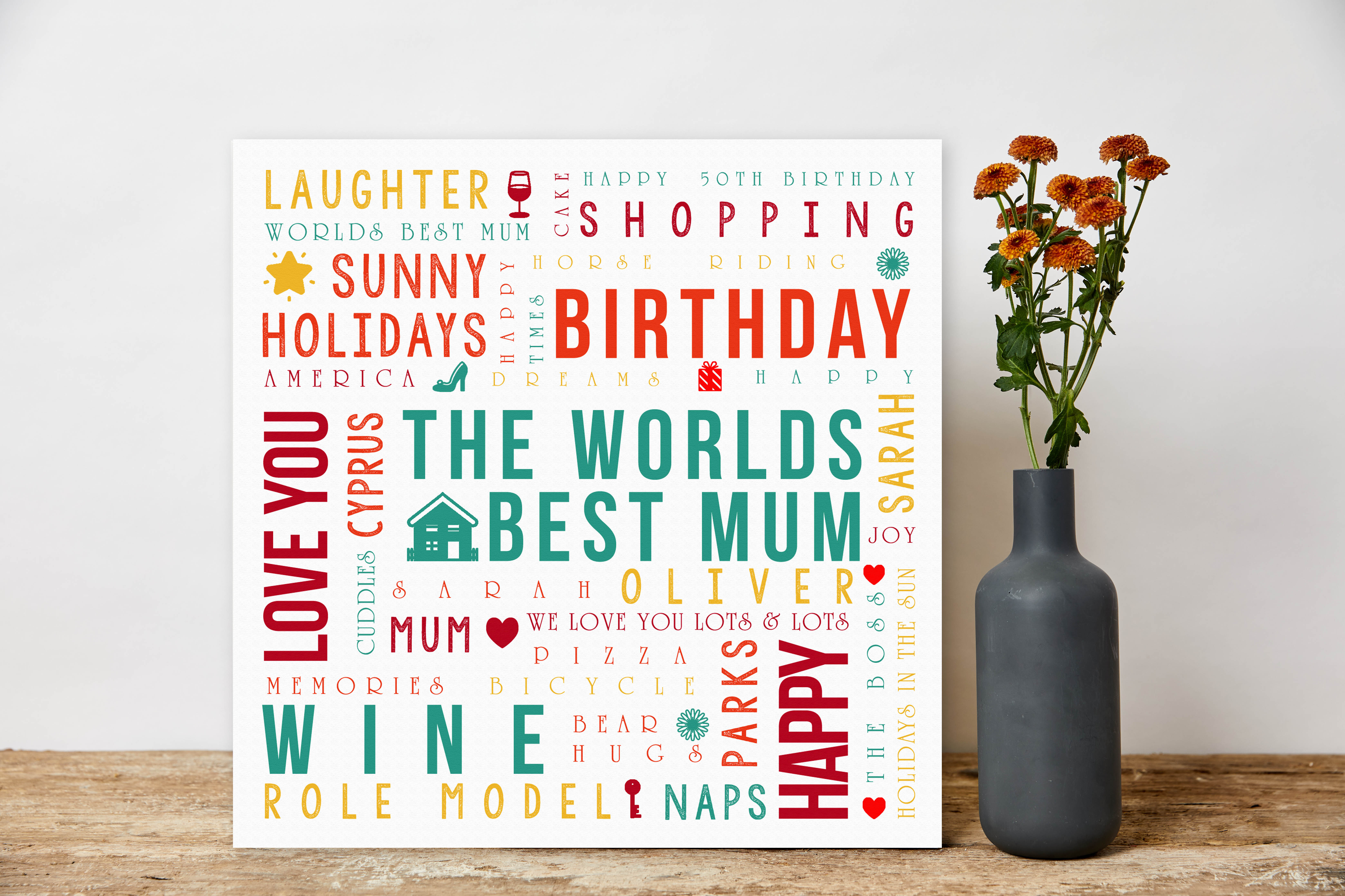 Our personalised typography word art are the perfect gift idea for someone you love and can be completely customised using your own text