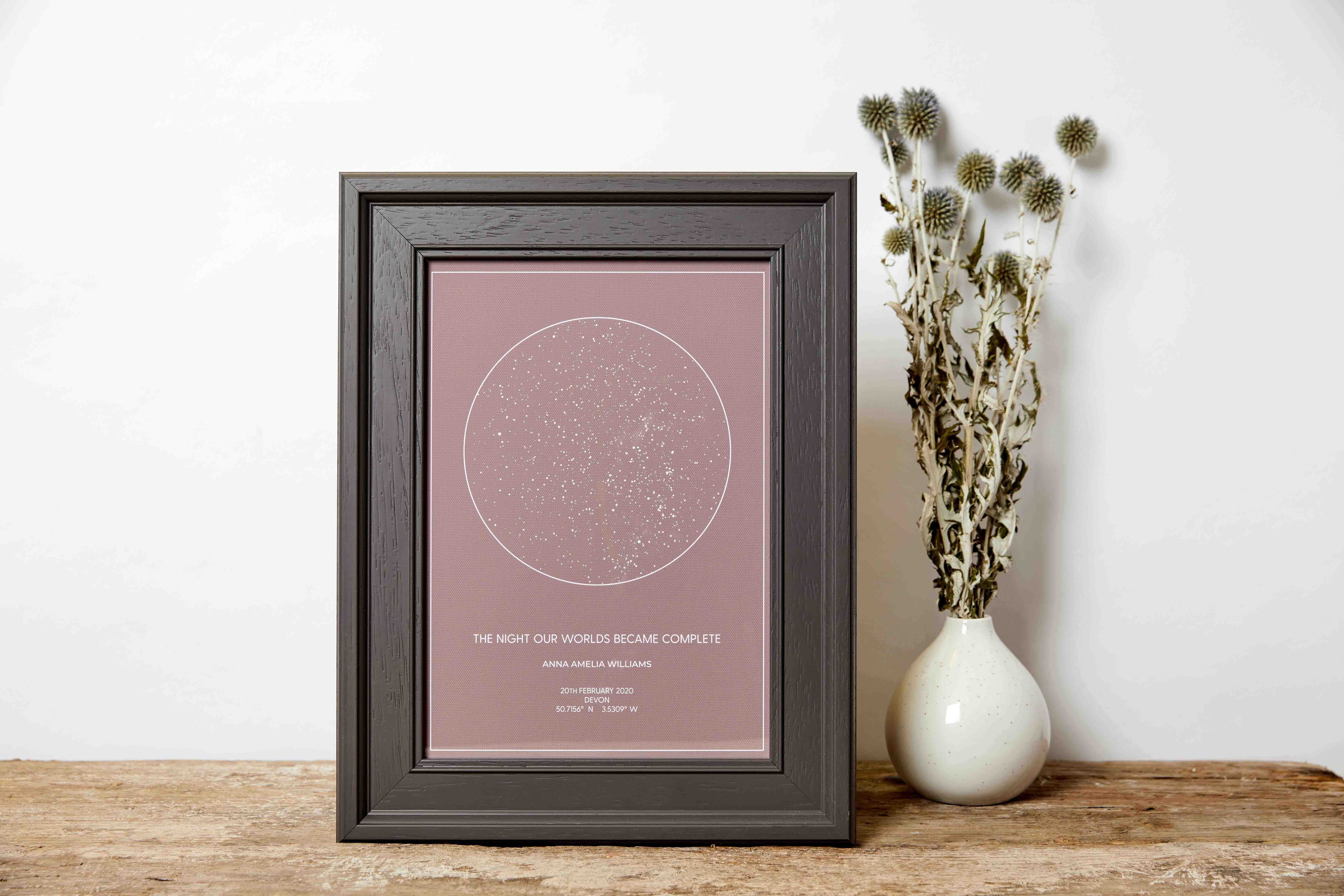 Star map gift is perfect for weddings anniversaries create your custom star map online today here is our pink sky map with white background