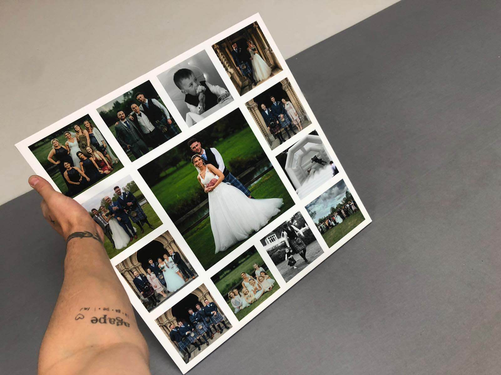 A collage canvas print made up of wedding day photos